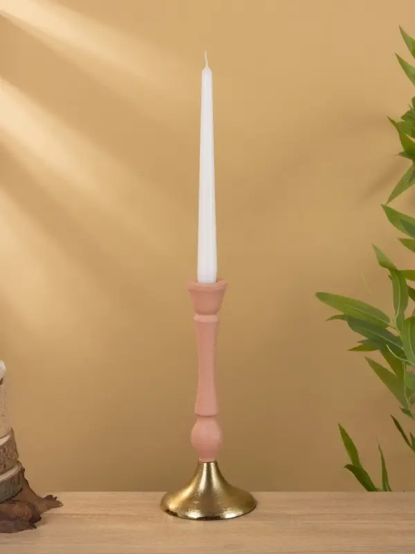 Подсвечник на 1 свечу "Пудровый" 10,5х10,5х25 см