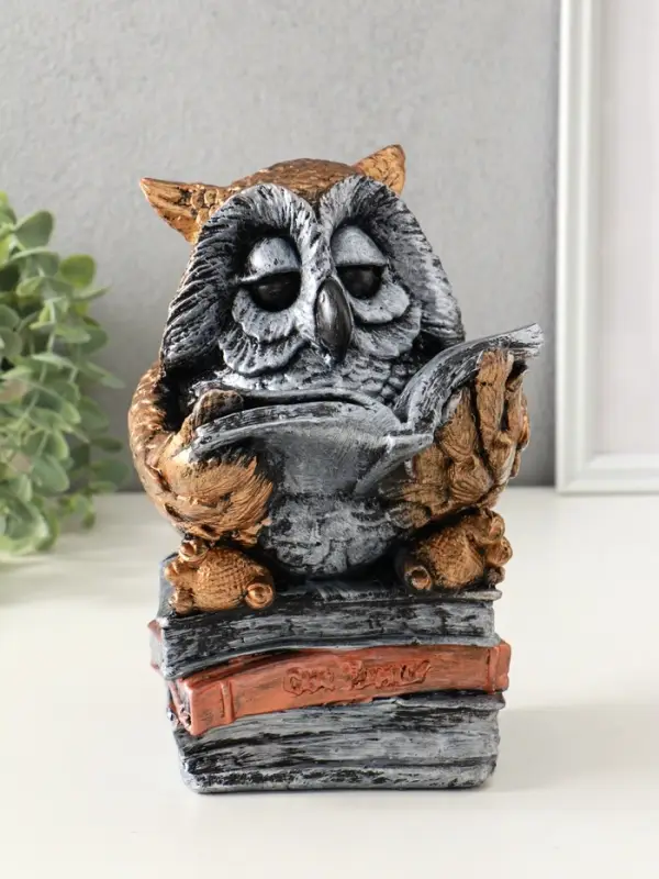 Копилка "Сова с книгой" 25х18 см, бронза с серебром