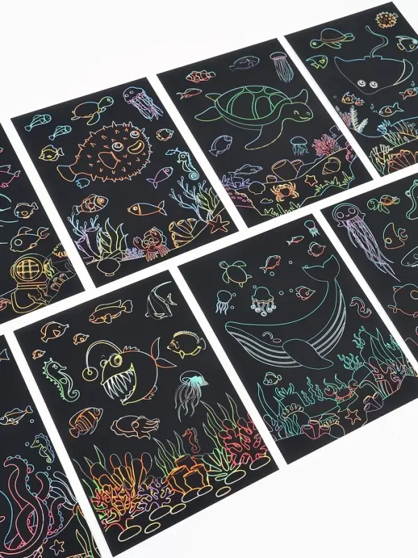 Гравюра блокнот "Морские жители", 9 листов, штихель