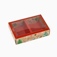 Коробка складная с пластиковой крышкой &laquo;С Новым годом!&raquo;, 16.5 х 11 х 4 см