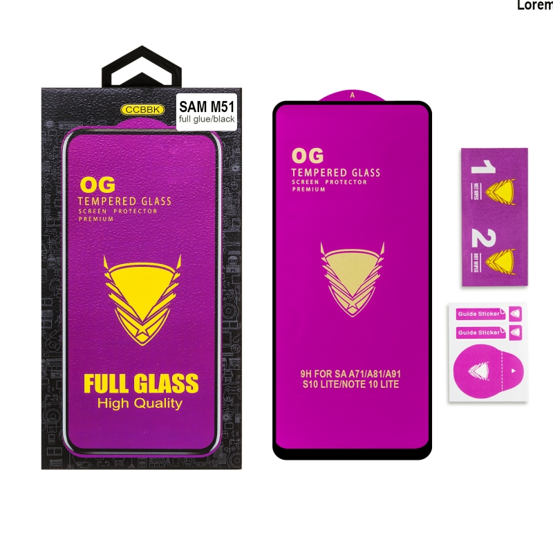 Защитное стекло Samsung A71/M51/S10 Lite/Note 10 Lite OG 3D черные
