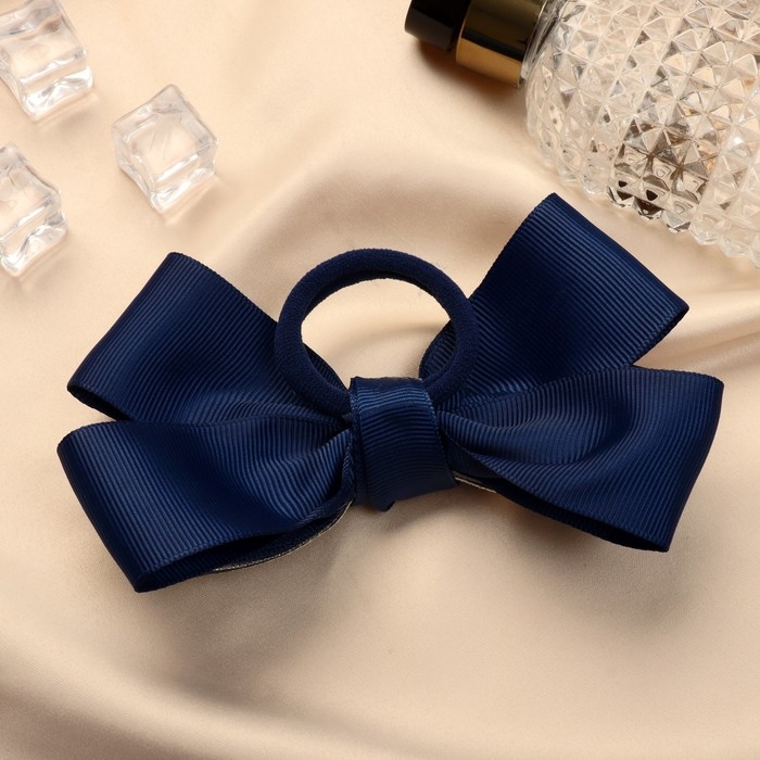 Резинка для волос "Школьница" бант окантовка, 11 см, синий