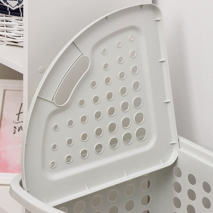 Корзина для белья угловая с крышкой &laquo;Молетта&raquo;, 45 л, 40&times;51&times;54 см, цвет светло-серый