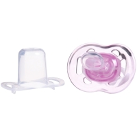 Соска - пустышка силиконовая ортодонтическая, от 6 мес., с колпачком, цвет фиолетовый