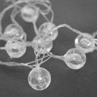 Гирлянда &laquo;Нить&raquo; 5 м с насадками &laquo;Футбольный мяч&raquo;, IP20, прозрачная нить, 30 LED, свечение тёплое белое, 8 режимов, 220 В