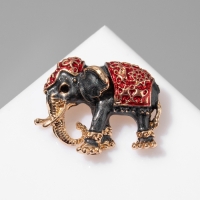 Брошь &laquo;Слон индийский&raquo;, цвет красно-серый в золоте