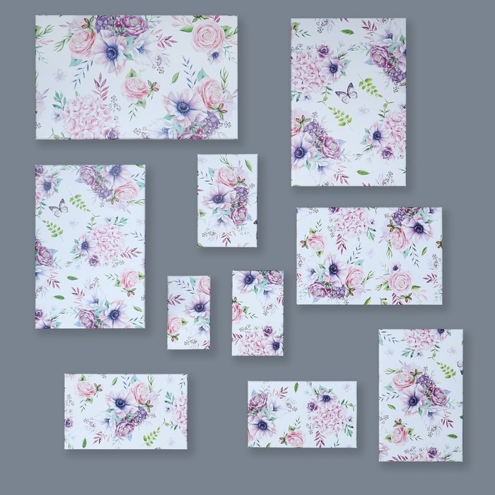 Набор коробок 10 в 1, упаковка подарочная, &laquo;Цветы&raquo;, 12 х 7 х 4 - 32.5 х 20 х 12.5 см