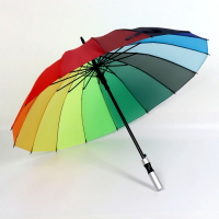 Зонт - трость полуавтоматический &laquo;Радужное настроение&raquo;, эпонж, 16 спиц, R = 48 см, разноцветный