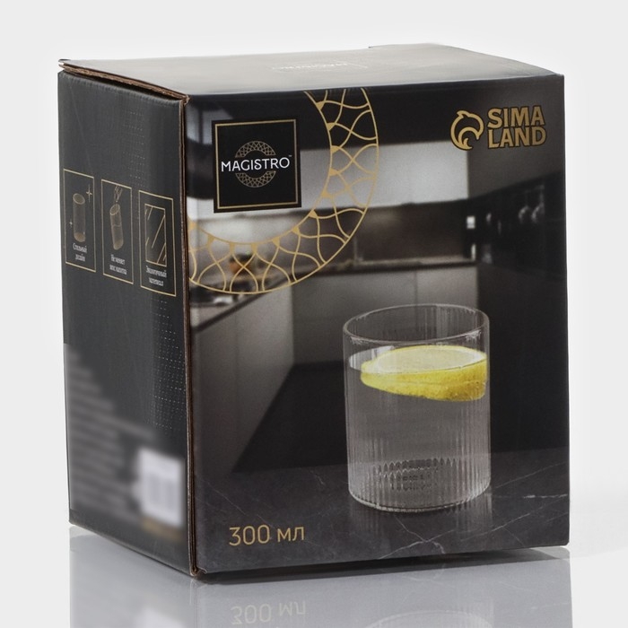 Стакан стеклянный Magistro &laquo;Грани&raquo;, 300 мл, 7,5&times;7,5&times;8,5 см