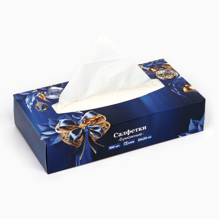 Салфетки бумажные в коробке &laquo;Новый год!&raquo;, 100 шт, двухслойные