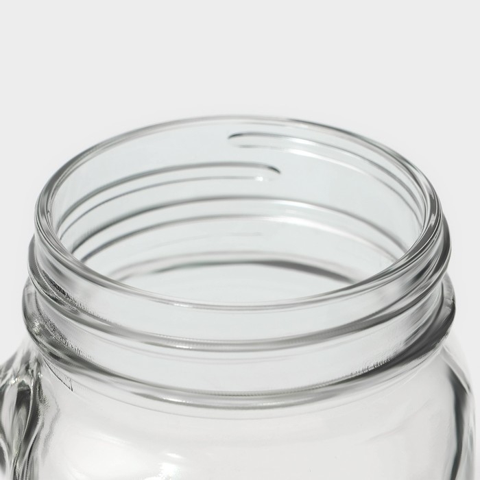 Кружка стеклянная Доляна &laquo;Золотой фламинго&raquo;, 450 мл, 10&times;7,5&times;13 см, с ручкой, крышкой и трубочкой