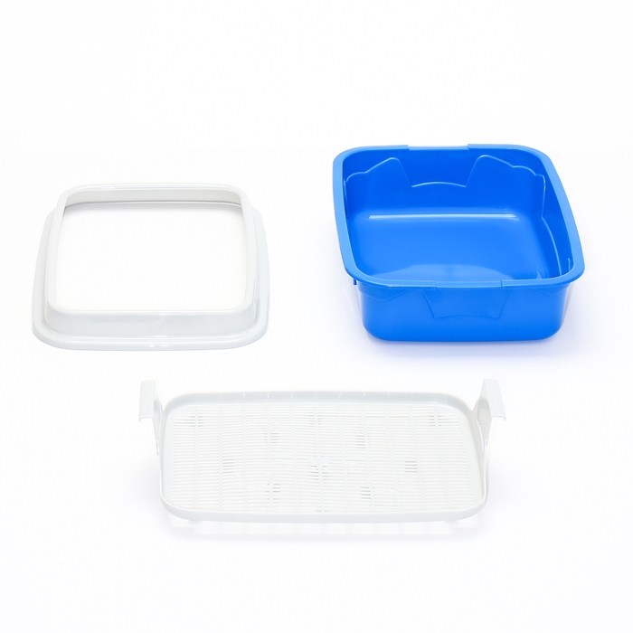 Туалет с бортом и сеткой, 45х34х10 см, синий/серый