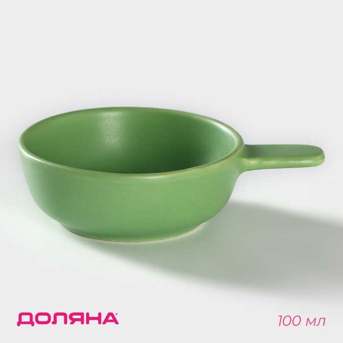 Кокотница из жаропрочной керамики Доляна &laquo;Базилик&raquo;, 100 мл, цвет зелёный