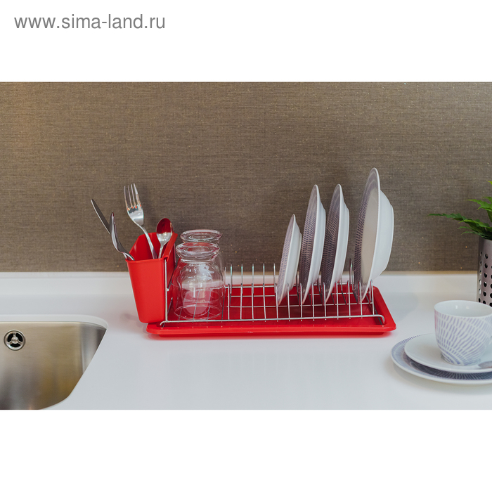 Сушилка для посуды с поддоном Доляна, 38,5&times;21,5&times;12,5 см, цвет МИКС