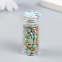 Декор "Полубусины и стразы. Градиент голубой крем" d=6 мм 10г 200 шт 5х2,5 см МИКС