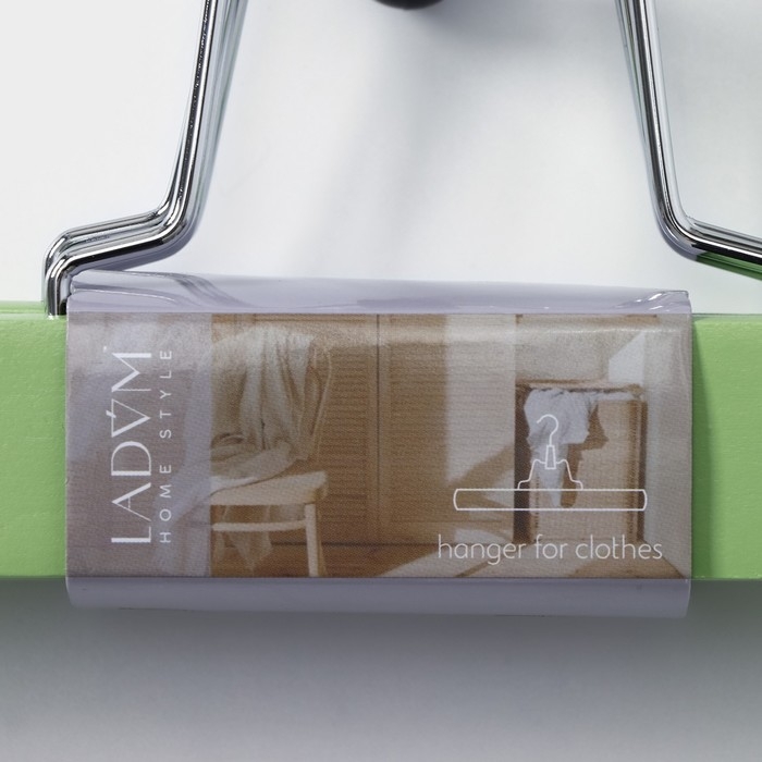 Вешалки для брюк и юбок LaDо́m Brillant, 30&times;17&times;2,4 см, 2 шт, деревянные, цвет фисташковый