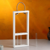 Кашпо деревянное 18&times;5&times;40 см с 3 колбами 15 см "Рамка Экстра", ручка, белый Дарим Красиво