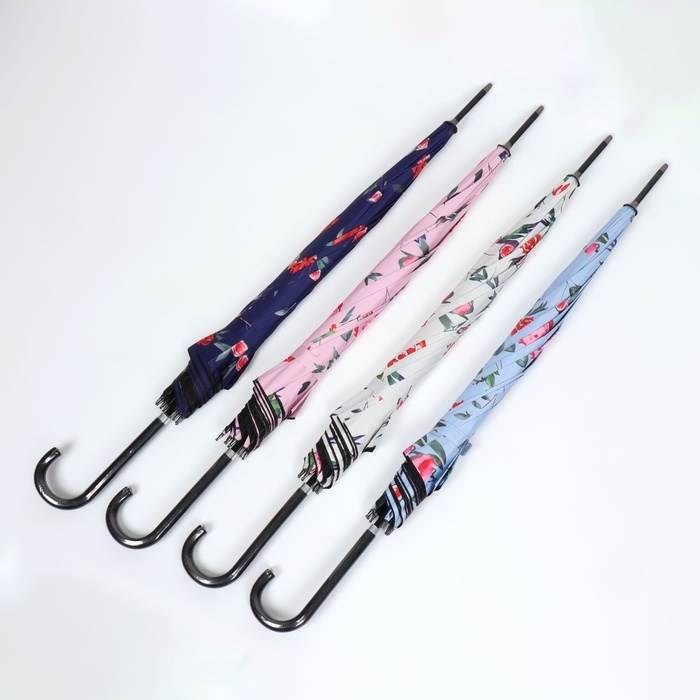 Зонт - трость полуавтоматический &laquo;Пионы&raquo;, эпонж, 8 спиц, R = 51/60 см, D = 120 см, цвет МИКС