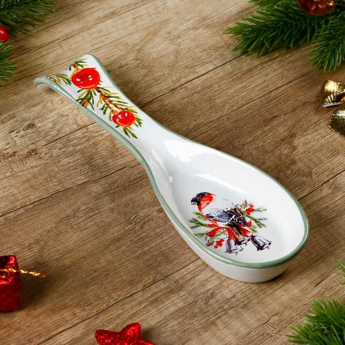 Новый год! Подставка новогодняя под ложку &laquo;Снегирь&raquo;, 7 х 22.3 см