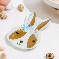 Блюдо стеклянное сервировочное Доляна &laquo;Цветочный кролик&raquo;, 20&times;13,5 см