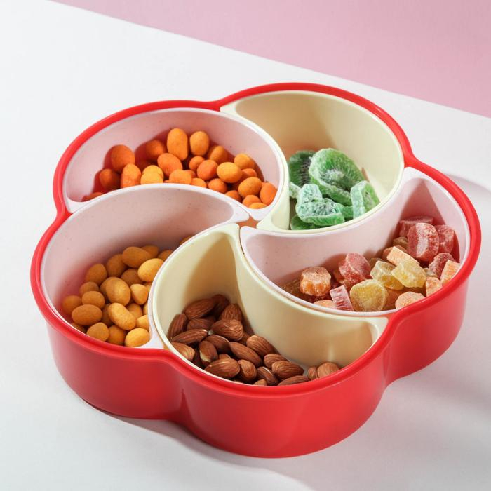 Менажница с крышкой &laquo;Барокко&raquo;, 26&times;25&times;7 см, 5 съёмных ячеек, цвет МИКС