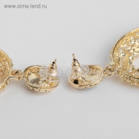 Серьги эмаль &laquo;Карибы&raquo; овал, цвет чёрный в золоте