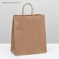 Пакет крафт без печати, круглая ручка 24&times;14&times;28 см