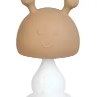 Прорезыватель силиконовый для зубов с погремушкой 3 в 1 M&B &laquo;Зайка&raquo;, бежевый