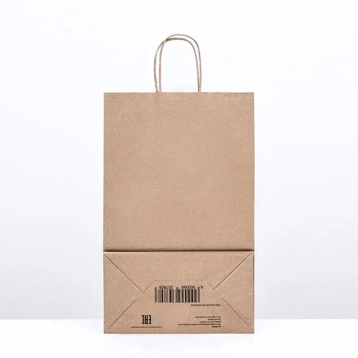 Пакет бумажный крафт 90 г/м&sup2;, круглая ручка 22&times;12&times;34.5 см