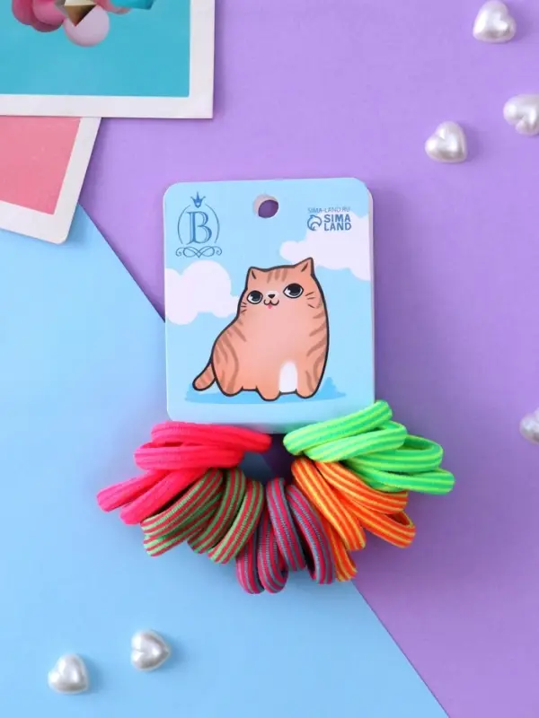 Резинка для волос &laquo;Кисонька&raquo;, набор 20 шт., улыбка, 2.5 см, МИКС