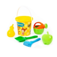Песочный набор игрушек &laquo;Простоквашино&raquo;, 6 предметов: ведро, лопатка, грабельки, формочки, лейка, МИКС