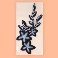 Термоаппликация &laquo;Цветы&raquo;, 20&times;9 см, серая, синяя