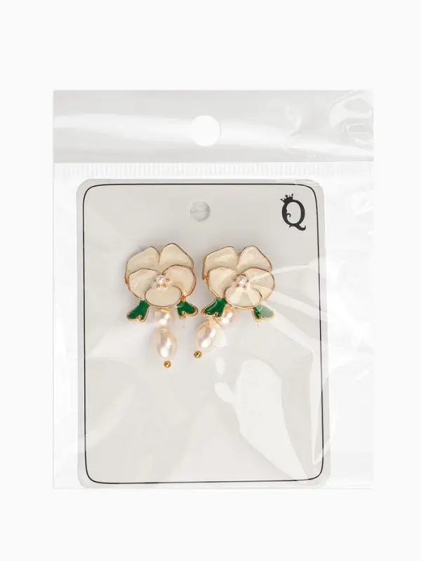 Серьги "Цветок кувшинки", цвет белый в золоте