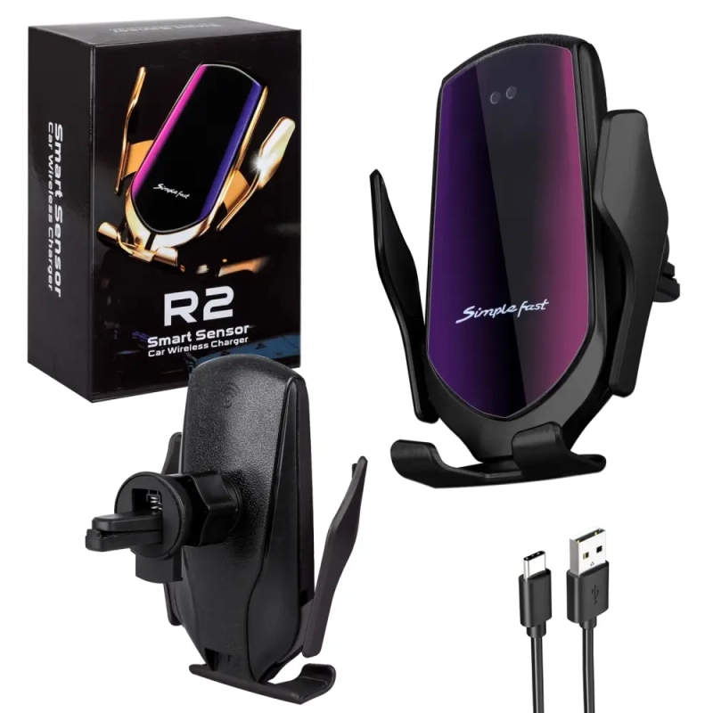 Автодержатель с беспроводной зарядкой R2 коричневый
