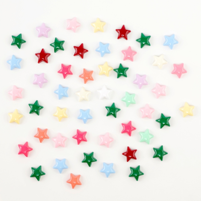 Кабошон &laquo;Звездочка&raquo;, набор 50 шт., размер 1 шт. &mdash; 1,5 &times; 1,5 &times; 0,2 см, цвет МИКС