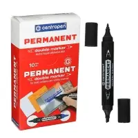 Маркер перманентный двусторонний Centropen 1666/12 черный, пулевидный/скошенный, 2.5/ 4.0 мм