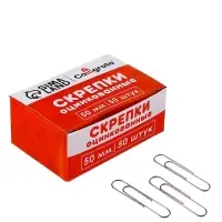 Скрепки 50мм оцинкованные в картонной коробке 50 штук, гофрированные