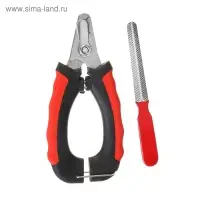 Набор по уходу за когтями: когтерез боковой (отверстие 14мм) и пилка, чёрно-красный