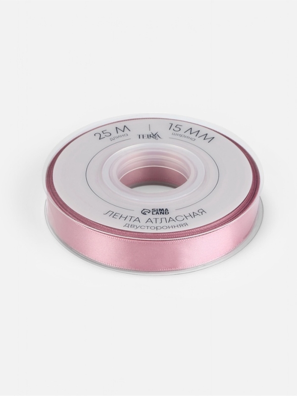 Лента атласная двухсторонняя №165 15мм*25&plusmn;1м пыльная роза TR