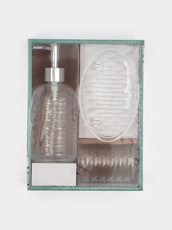 Набор для ванной "Перелив", 3 предмета (дозатор для мыла, стакан, мыльница)