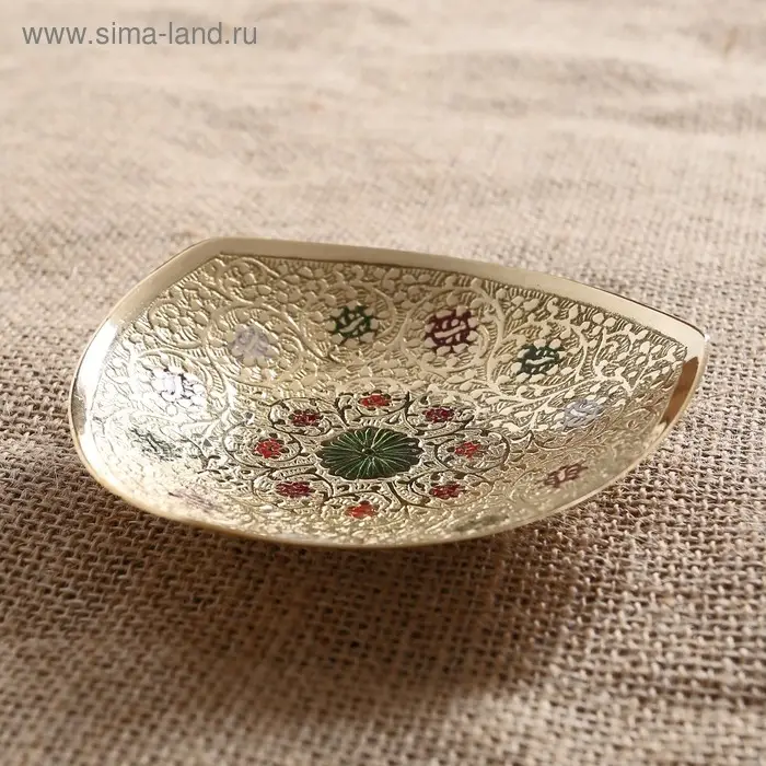 Блюдо латунь цветная эмаль "Роззи" 2,5х11х10,5 см