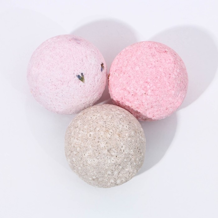 Подарочный набор косметики &laquo;8 Марта&raquo;, бомбочки для ванны с добавками 3 х 40 г, ЧИСТОЕ СЧАСТЬЕ