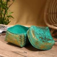 Корзинка плетеная "Голден мини" 19х19х14 см, голубой