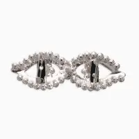 Зажим для кардигана "Ажур", глазки, цвет белый в серебре