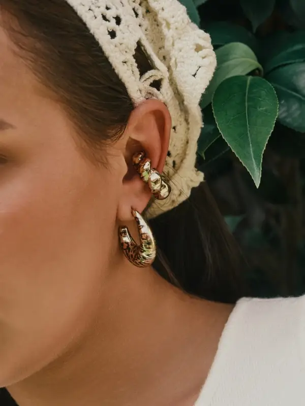 Набор серьги и каффы "Леопард" жгутик, цвет золото