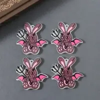 Декор для творчества акрил двусторонний "Зайка-дъяволёнок" 4,3х4х0,2 см