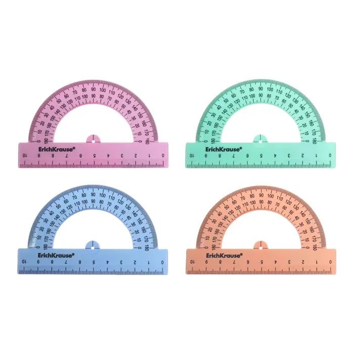 Транспортир 180&deg;/10см, ErichKrause, Pastel Bloom, микс