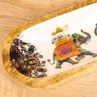 Подставка под благовония "Слоны" 28х10х3 см, манговое дерево