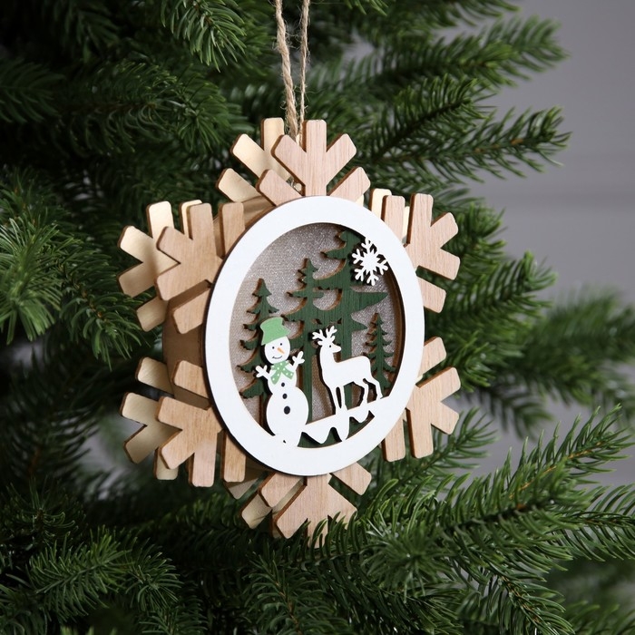 Ёлочная игрушка &laquo;Снеговик и олень&raquo;, от батареек, свечение тёплое белое