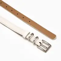 Ремень жен 03-01-02-01, Июнь2502, 2*0,3*110 см, без винта, пряж металл, 1 прокол, белый